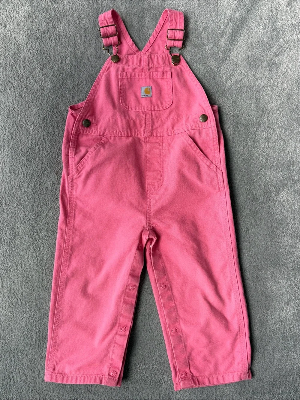 Carhartt Pink Cotton Kids Classic Overalls with Front Pocket